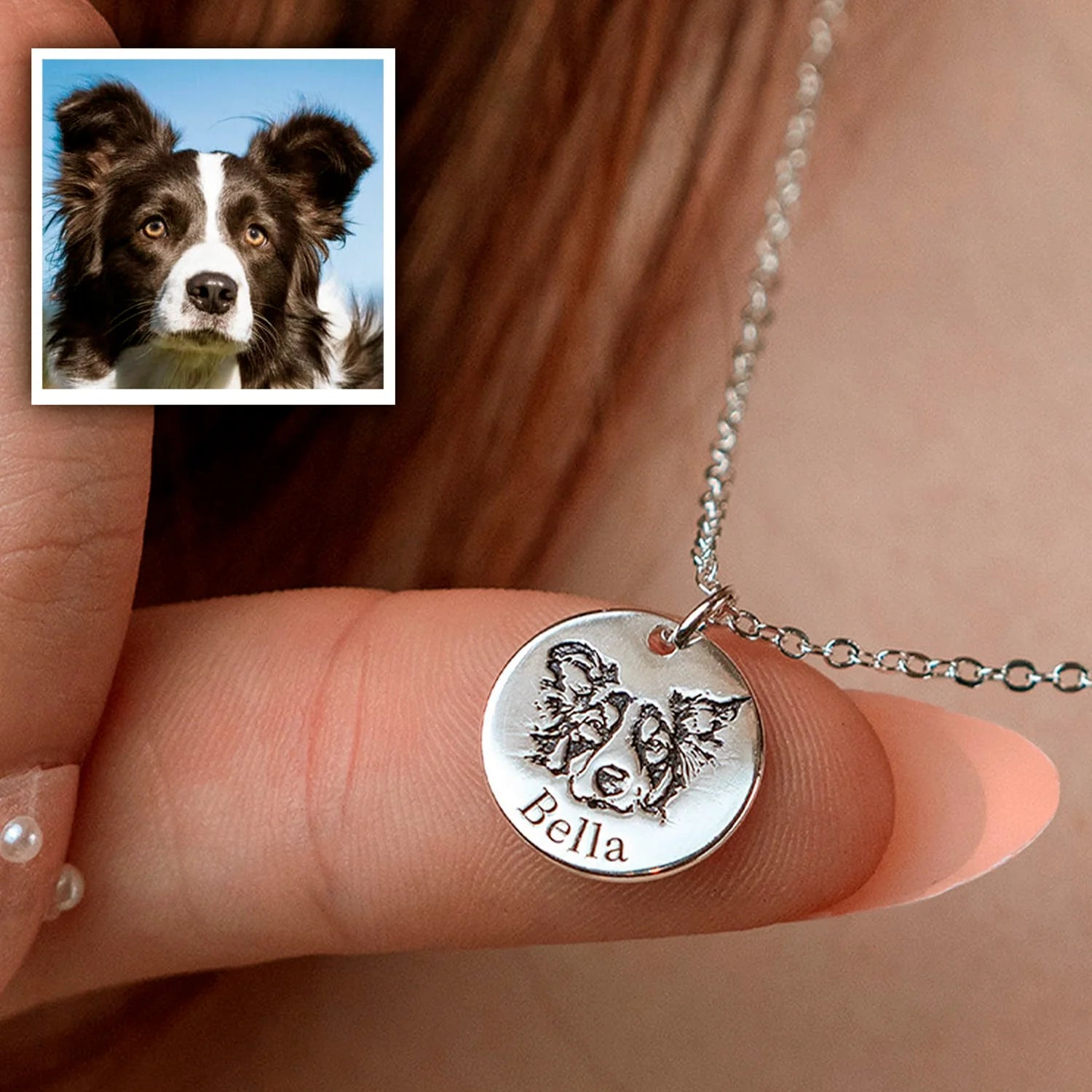 Custom Dog Cat Portrait Necklace