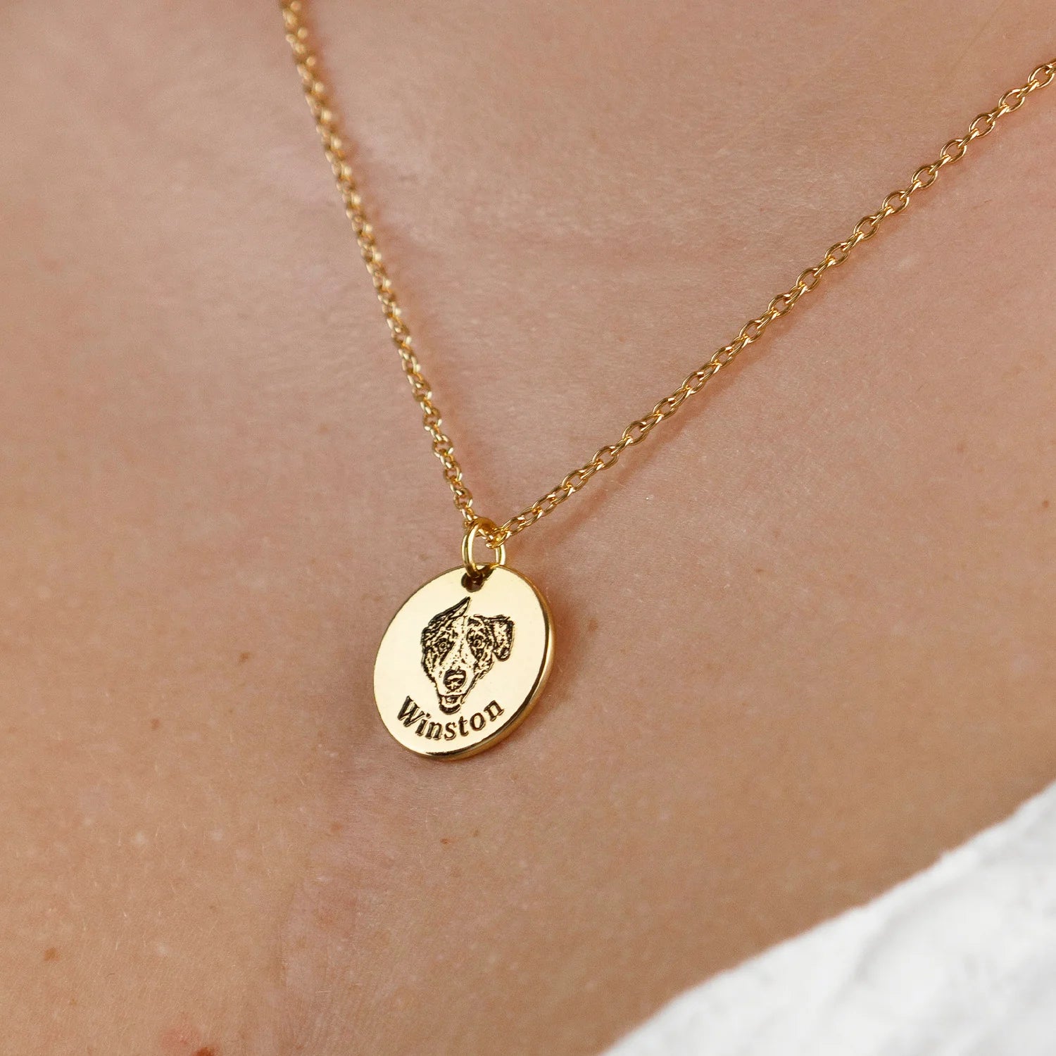 Custom Dog Cat Portrait Necklace